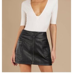 Black vegan a-line mini skirt